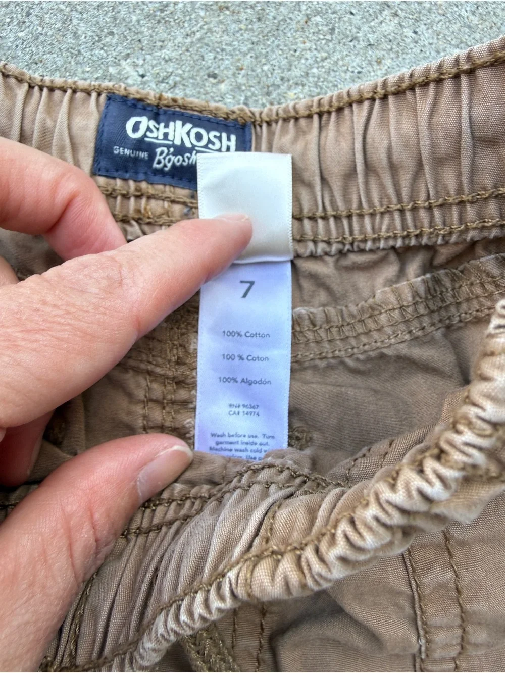 100% cotton OshKosh B'gosh Brown Elastic Waist Cargo Shorts